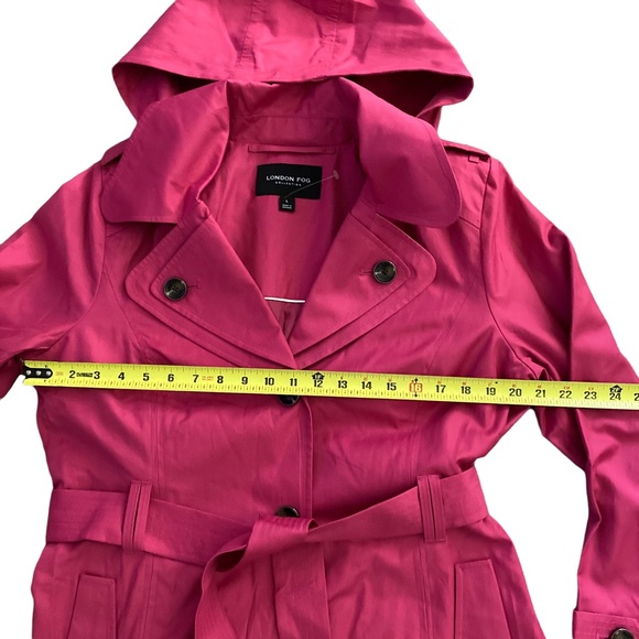 LONDON FOG Womens Pink Belted Trench Coat L - Picture 15 of 16